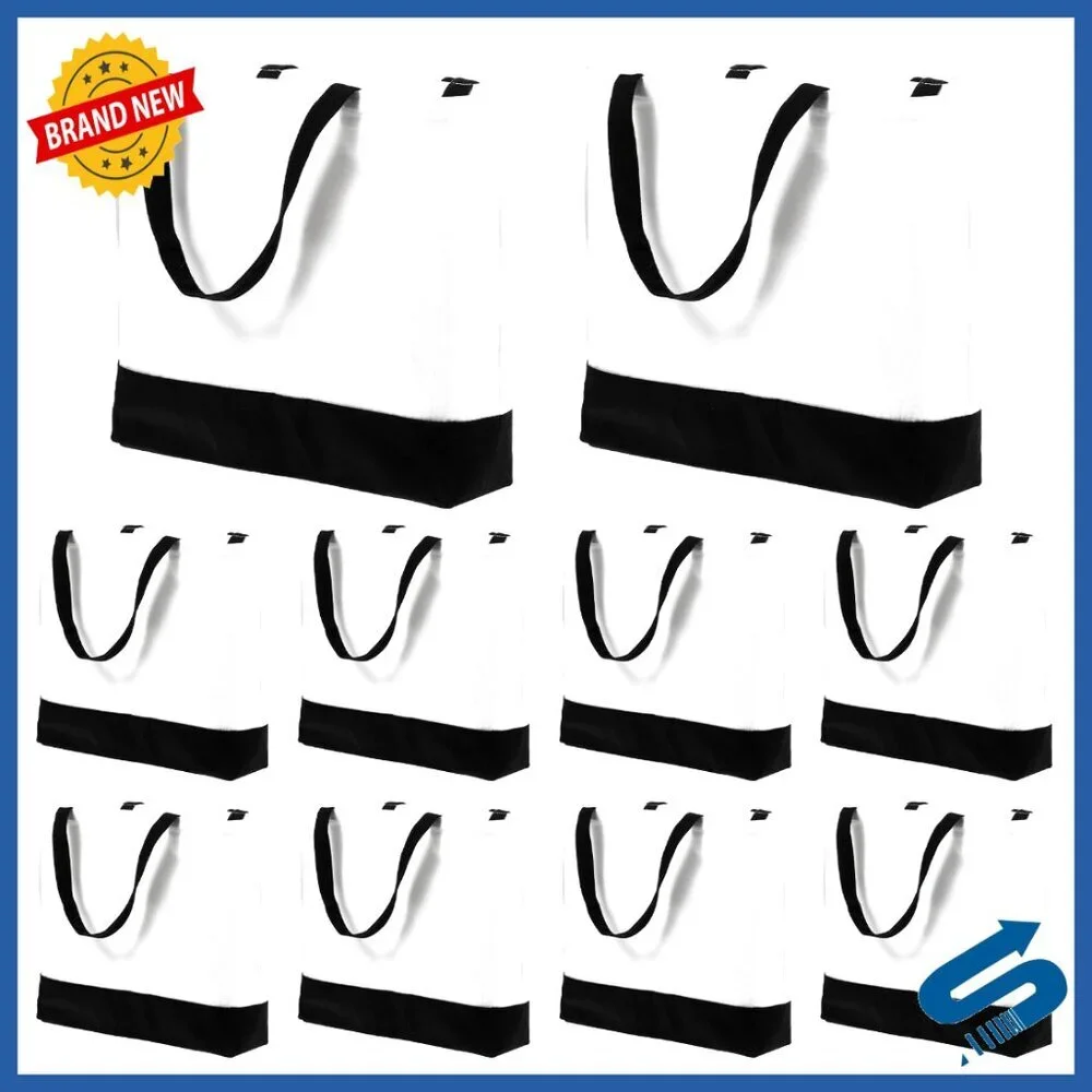 Heavy-Duty Canvas Tote Bags Bulk Pack Sublimation-Friendly Washable Grocery Gym